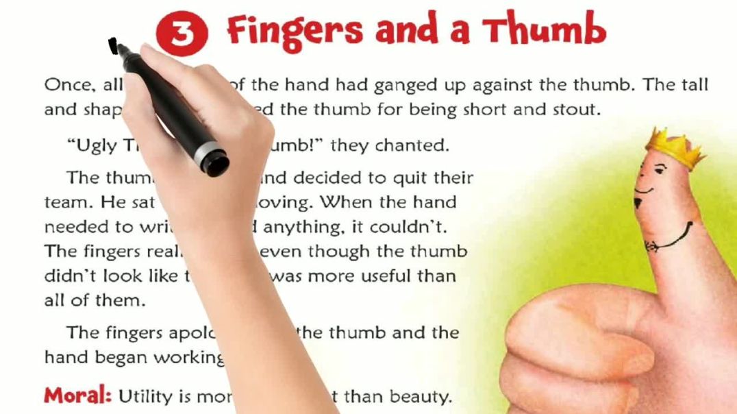 6, उंगलियां और एक अगूंठा_फिंगर्स एंड a Thumb_English With Hindi_ New Words_Story