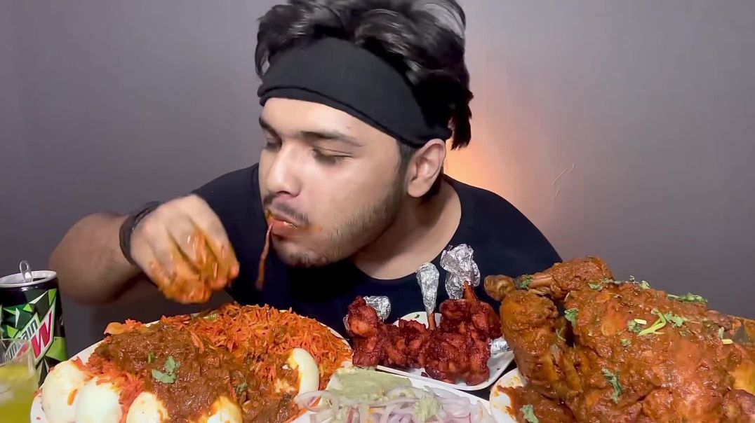 SPICY  WHOLE CHICKEN CURRY WITH FRIED RICE AND EGGS   EATING SHOW   MUKBANG   CHICKEN LOLLIPOP 🍗 (2)