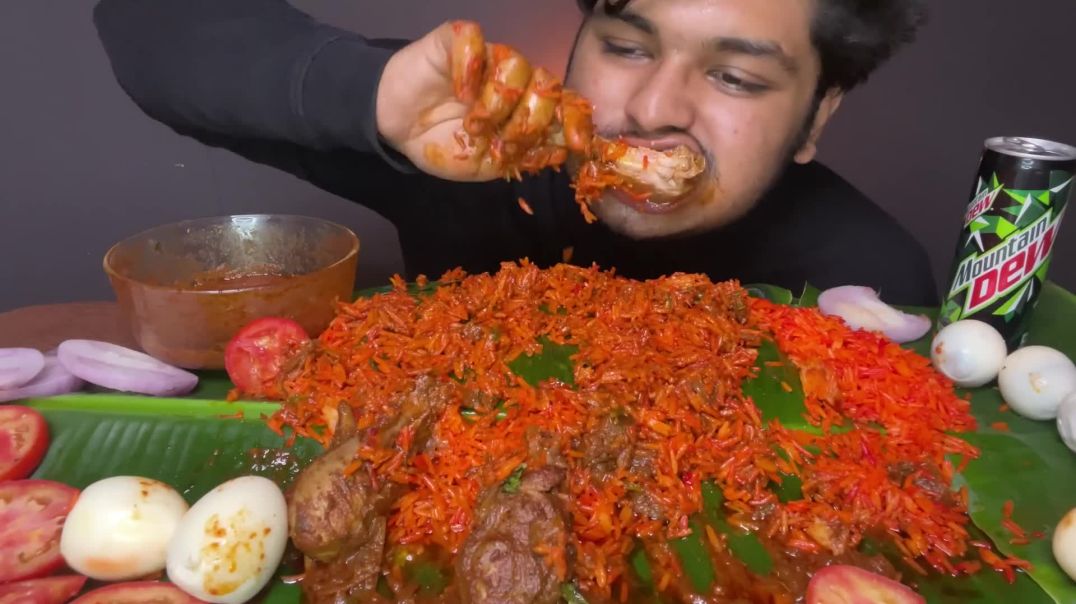 EATING SPICY PUNJABI CHICKEN WITH SCHEZWAN FRIED RICE AND BOILED EGGS   EATING SHOW   MUKBANG