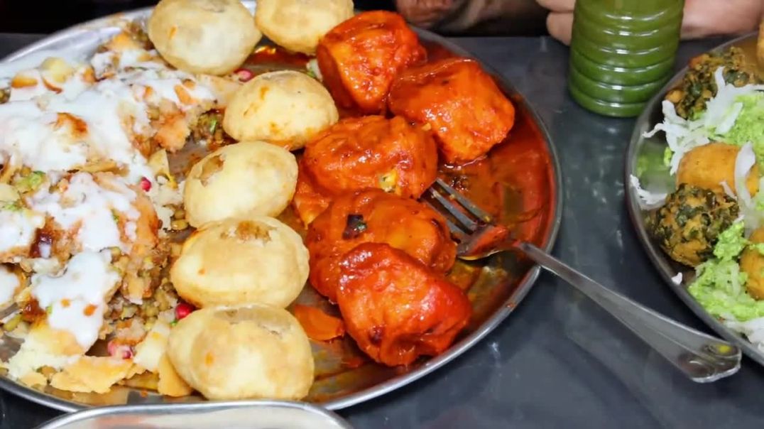 Golgappa, Chilli Momos, Chilli Potato, Bhalla Papdi and Ram Laddu Eating Challenge Food Challenge