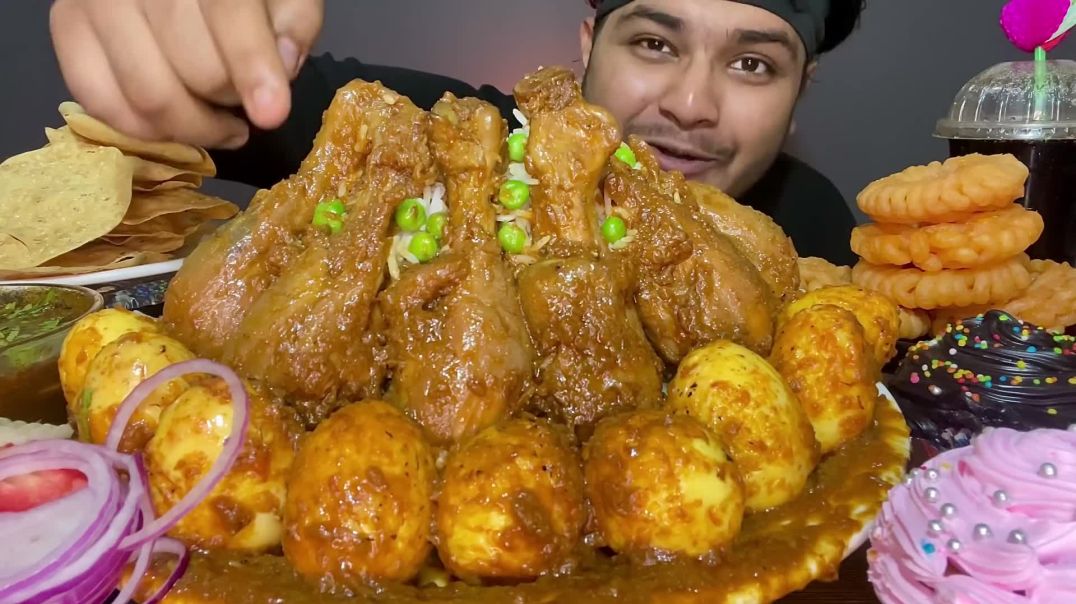 CHICKEN LEG PIECE🍗 EATING SPICY CHICKEN CURRY, EGG CURRY,WHITE RICE FOOD VIDEOS  ASMR MUKBANG