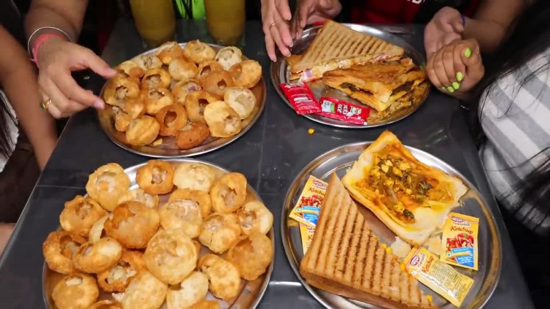 Golgappa, Chilli Potato Sandwich and Paneer Patties Eating Challenge Street Food Food Challenge