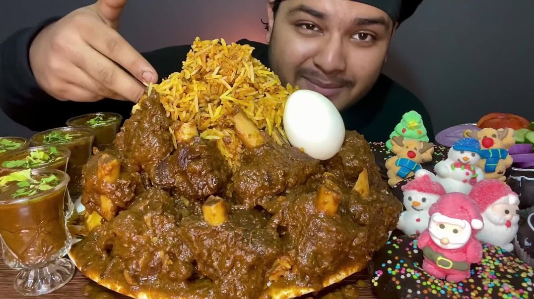 SPICY  MUTTON BIRYANI🍖 WITH KOSHA MANGSHO+ DONUTS 🍩  EATING SHOW   FOOD CHALLENGE