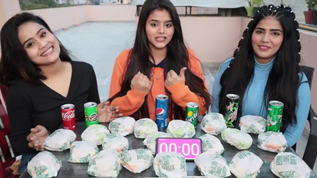 20 McDonald's Burger Finished in 7 Minutes Challenge Eating 20 Burger Challenge Food Challenge