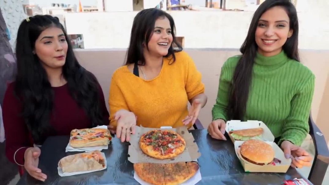Domino's Food Vs Subway Food Vs Burger King Food Eating Challenge Pizza, Burger, Garlic Bread e