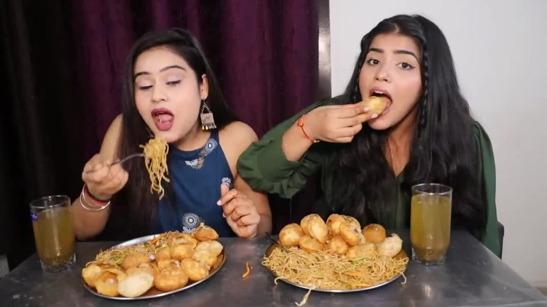 Golgappa ( Pani Puri, Fuchka ) and Spicy Chow Mein Eating Challenge Food Challenge
