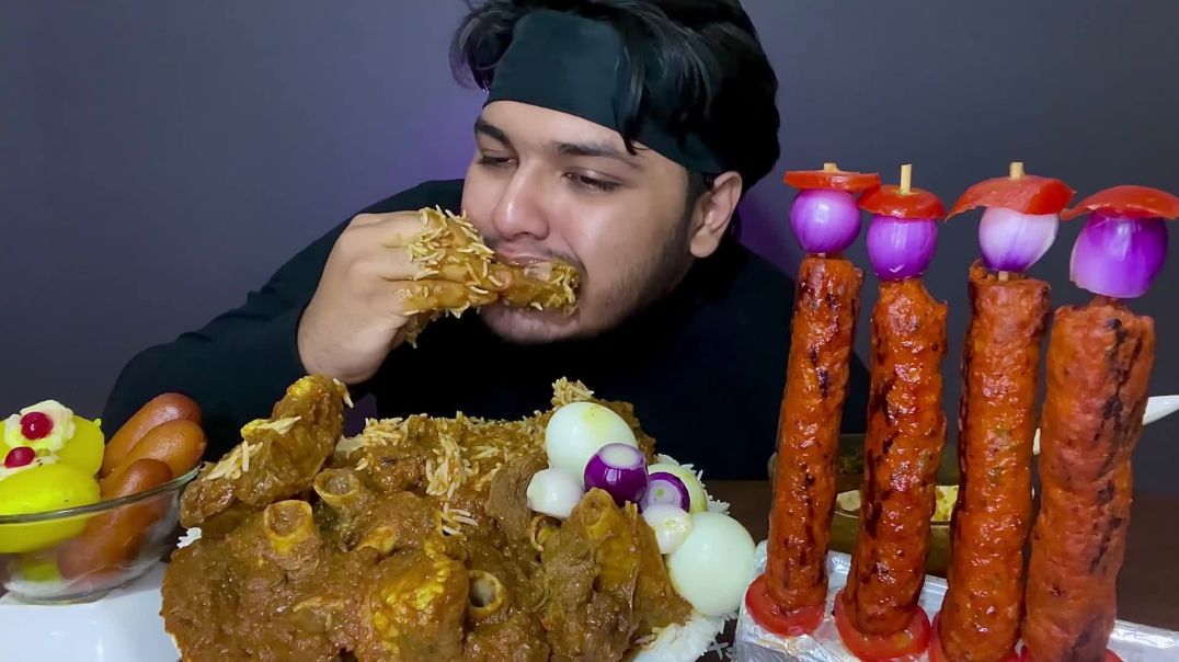 SPICY  MUTTON CURRY WITH BASMATI RICE   BIG BITES   EATING SHOW   MUKBANG
