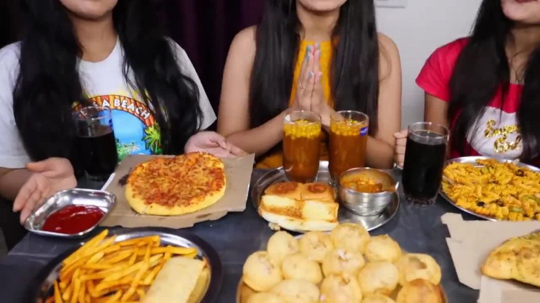 Golgappa (Pani puri), Garlic Bread, Pizza, Pav Bhaji, Fries, Pasta Eating Challenge Food Challenge