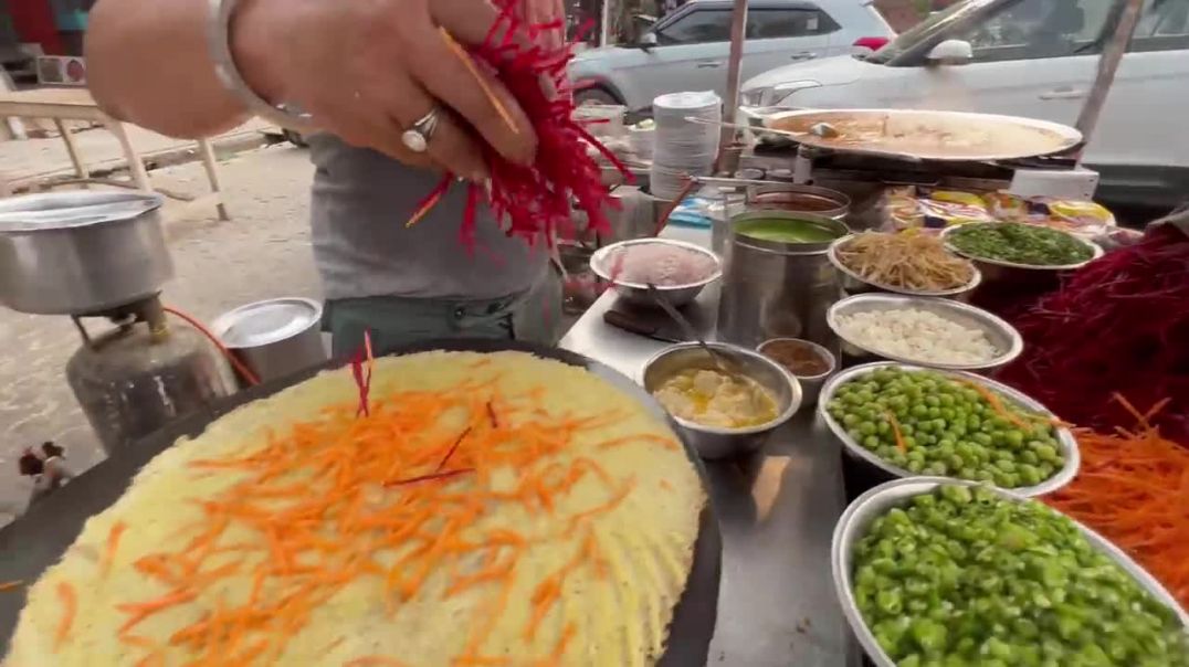 Art of Making Indian Crepe _ Besan ka Chilla _ Indian Street Food