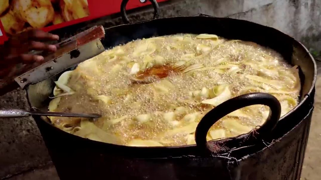 Crispy Chips Making From Big Bunch of Bananas _ Indian Street Food