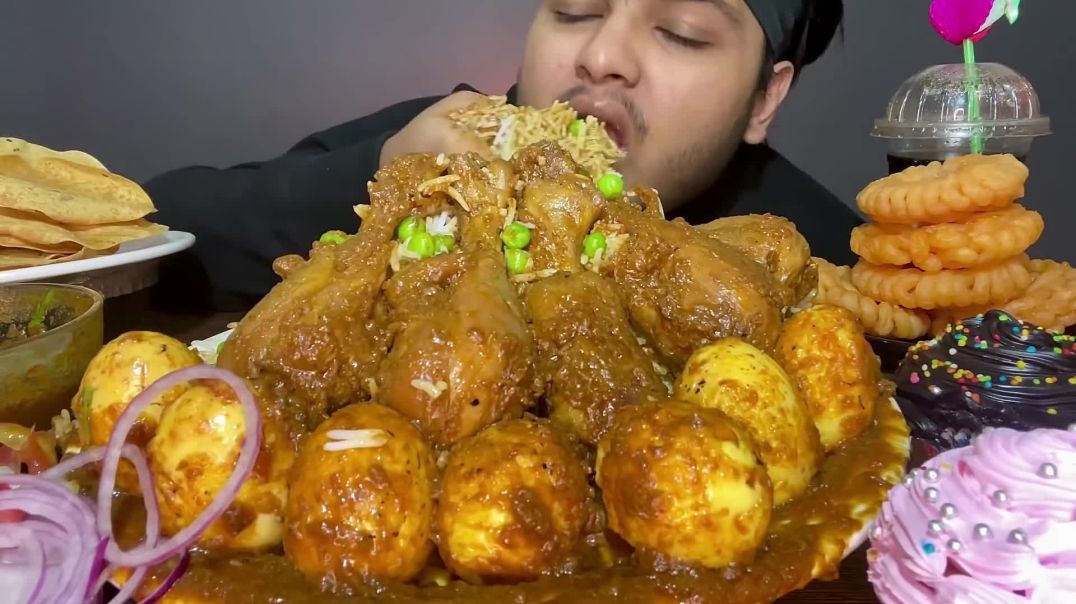 CHICKEN LEG PIECE🍗 EATING SPICY CHICKEN CURRY, EGG CURRY,WHITE RICE FOOD VIDEOS  ASMR MUKBANG