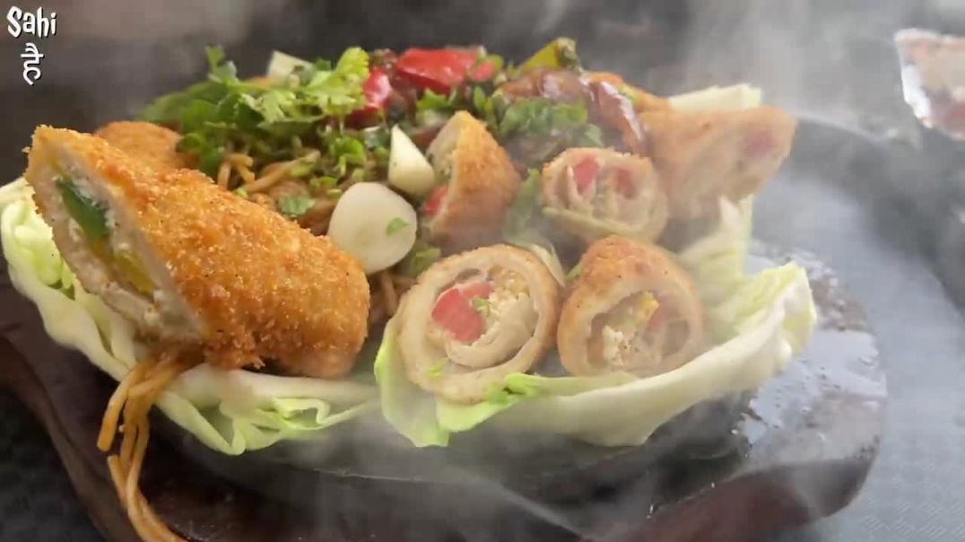 Hot VEG Chinese SIZZLER _ Indian Street Chinese Food _ Street Food India _ Ludhiana