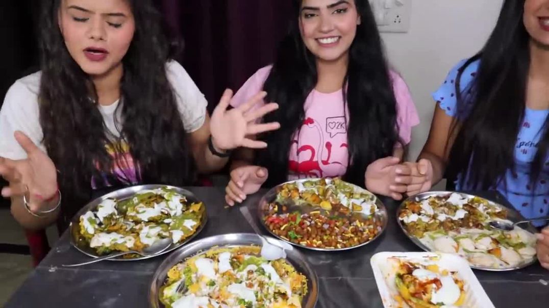 Indian Chaat Challenge Samosa Chola Chaat, Chana Chaat, Aloo Chaat, Katori Chaat Eating Challenge