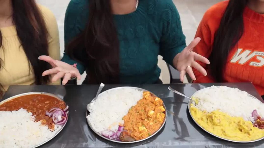 Kadhi Chawal, Matar Paneer with Rice and Rajma Chawal Eating Challenge Food Challenge