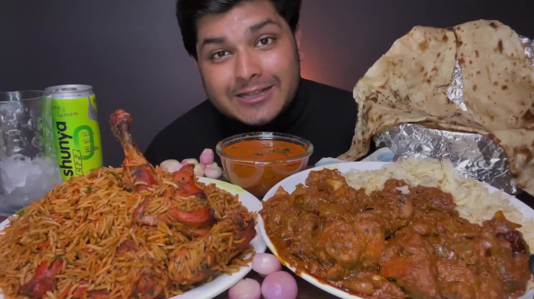 SPICY 🥵 PUNJABI CHICKEN BIRYANI WITH KADHAI CHICKEN AND BUTTER NAAN   EATING SHOW   MUKBANG   ASMR