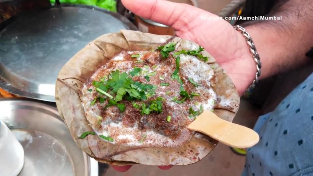 Dahi Samosa Chaat _ Served on Leaf Plate _ Indian Street Food