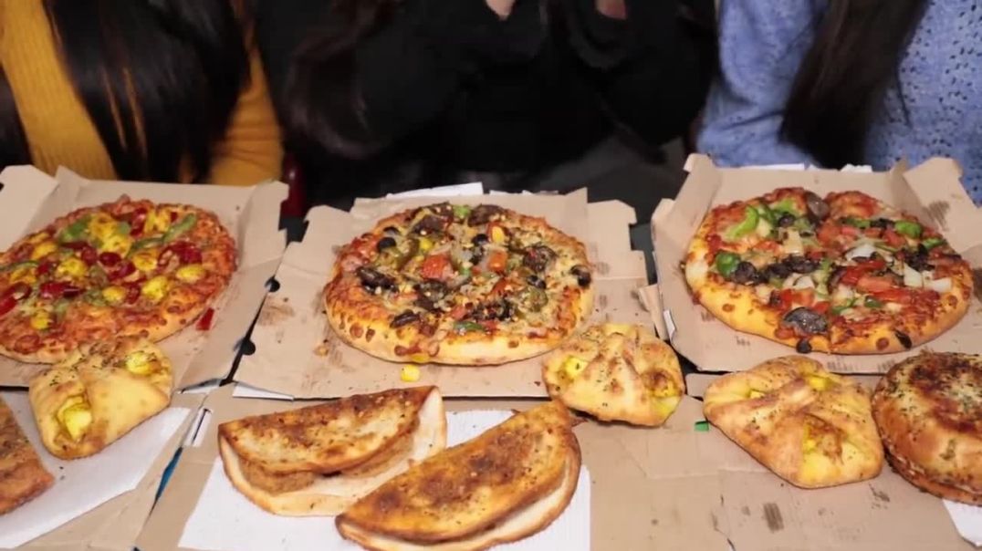 Domino's Menu Finished in 5 Mins.Challenge Pizza, Garlic Bread, Tacos , Pizza Burger, Zingy Par