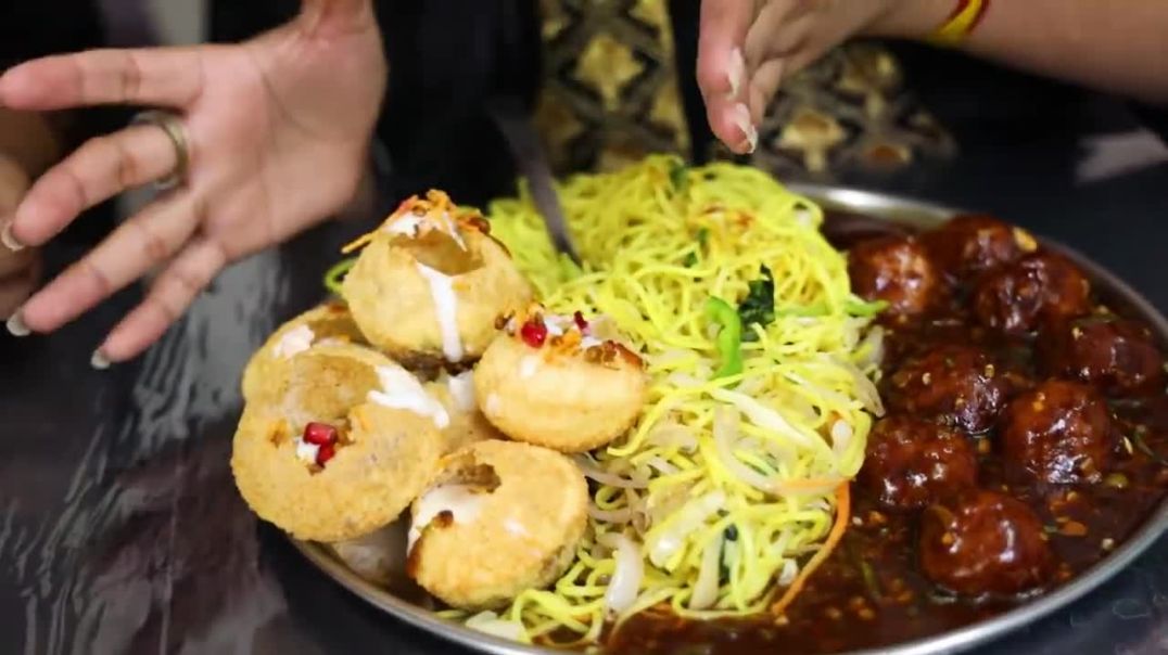 Golgappa Dahi Puri, Maggi, Noodles Manchurian and French Fries Eating Challenge Food Challenge