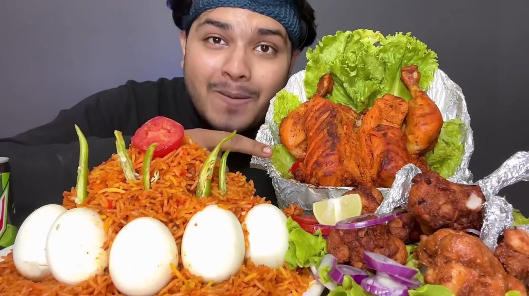 SPICY  WHOLE CHICKEN WITH BIRYANI AND EGGS+ CHICKEN LOLLIPOP   MUKBANG   EATING SHOW   FOOD EATING