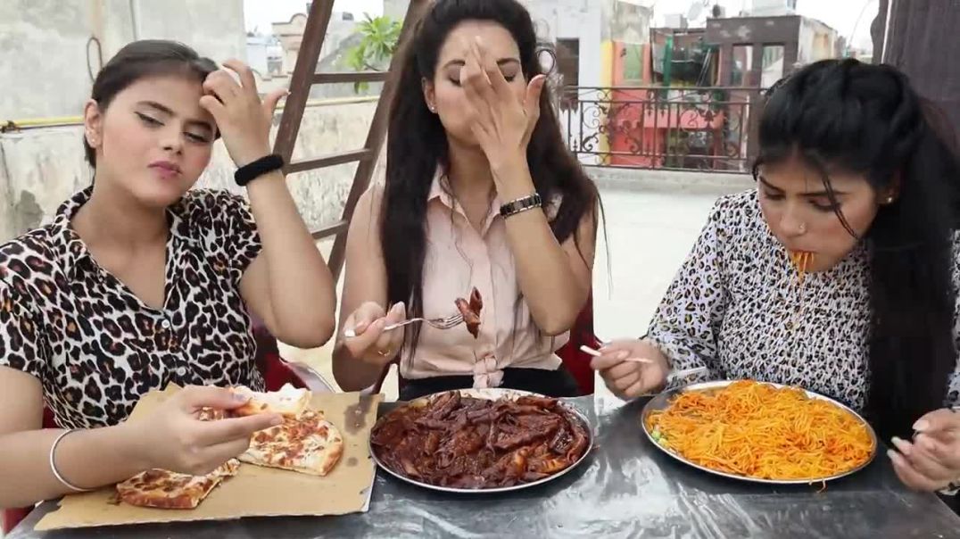 CHILLI Chow Mein, Chocolate Pasta, Cheesy Pizza Eating Challenge Food Challenge
