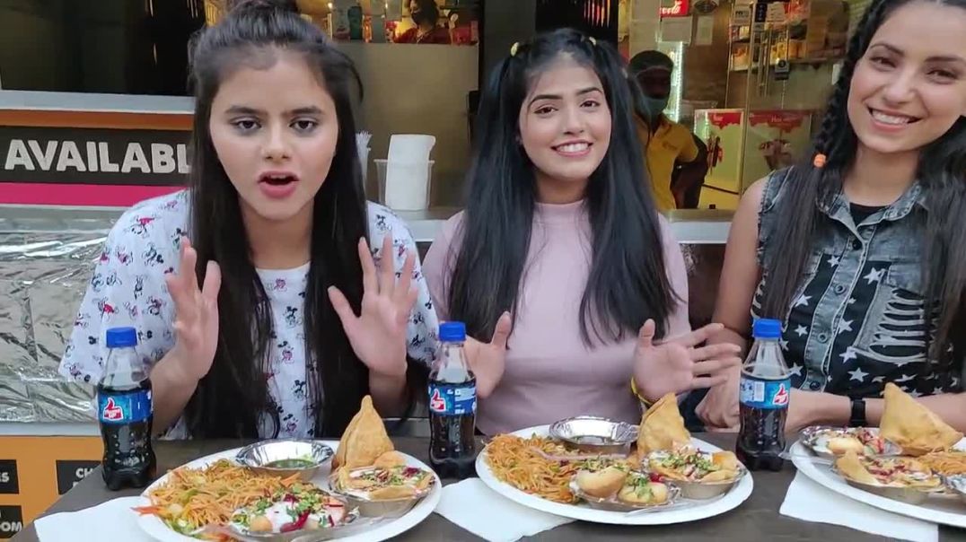 Indian Street Food Challenge Samosa, Dahi Golgappa, Chowmein, Papdi Chaat Eating Competition