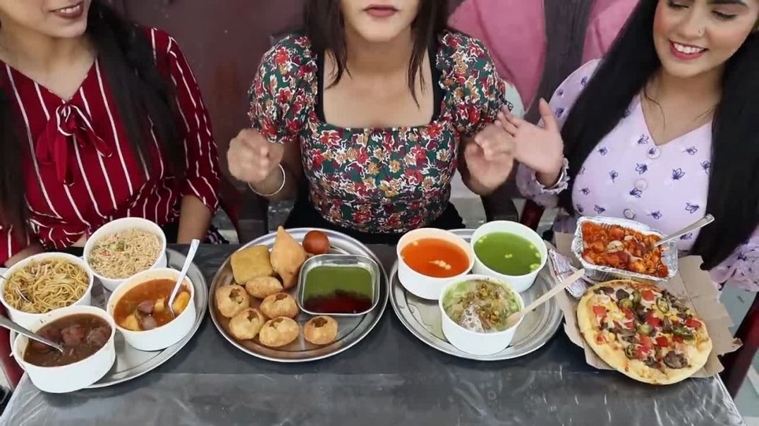 Chinese Food Vs Indian Food Vs Italian Food Challenge Golgappa, Pizza, Fried Rice Food Challenge