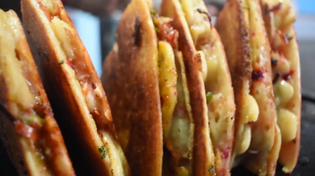 BUTTER LOADED Uttapa Sandwich _ Double Layered Uttapam _ Indian Street Food