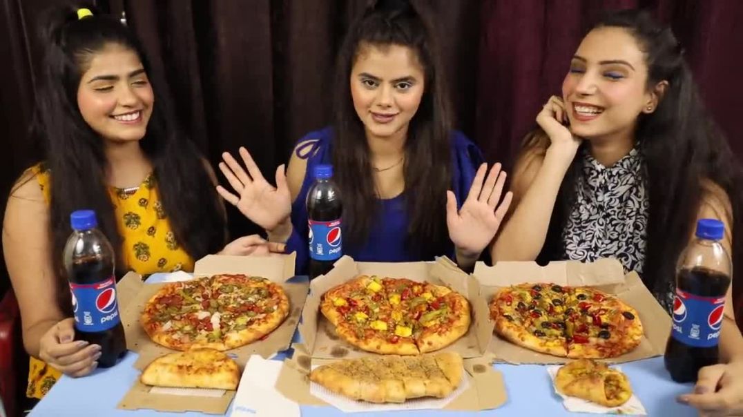 Large Pizza Eating Challenge Domino's Pizza Eating Competition Food Challenge Pizza Challenge