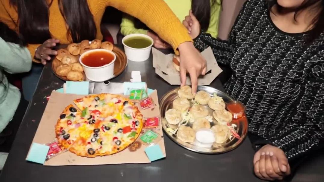 Golgappa, Burger, Pizza and Momos Eating Challenge All Items Finished in Seconds Food Challenge