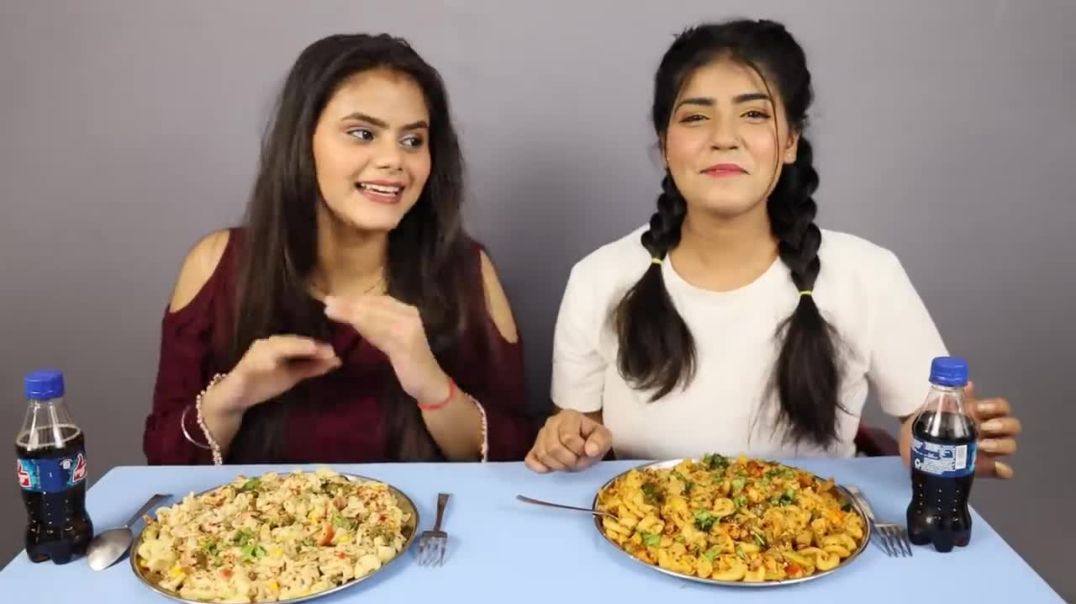 CHEESE MACARONI (CHEESE PASTA) AND MASALA MACARONI (MASALA PASTA) EATING CHALLENGE Food Challenge