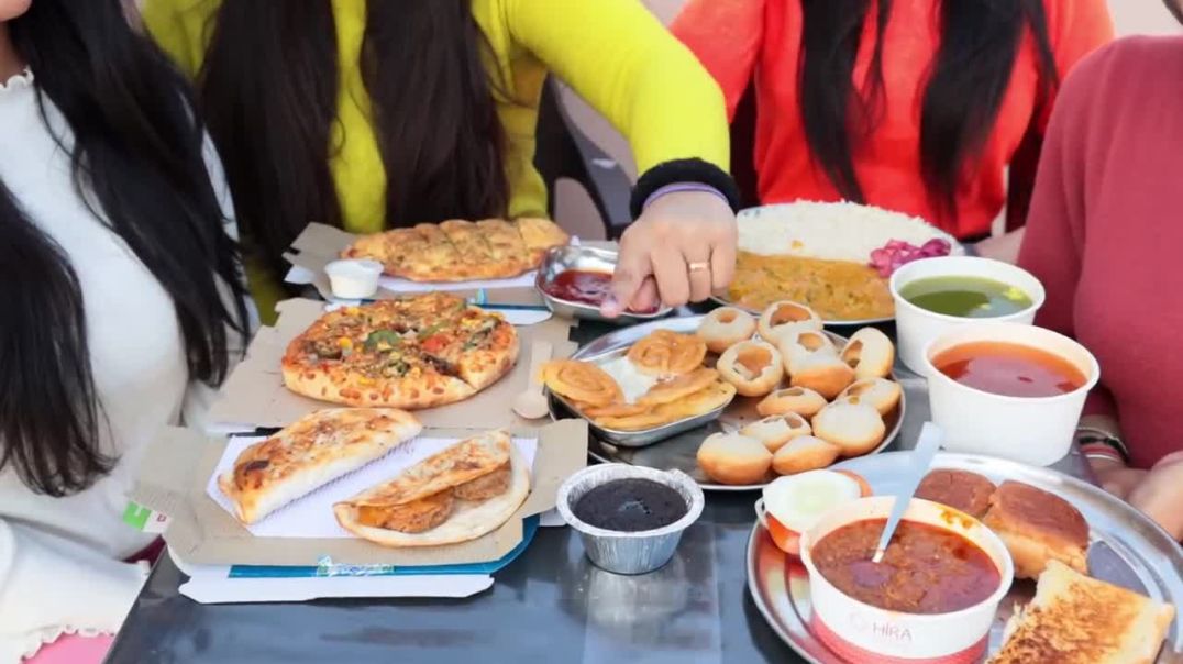 Desi Food Vs Videsi Food Eating Challenge Golgappa, Kadhi Chawal, Pizza, Garlic Bread, Pav Bhaji