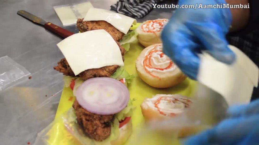 ⁣BIG MELTING CHEESE Grilled Sandwich _ CRISPY Chicken Burger _ Indian Street Food