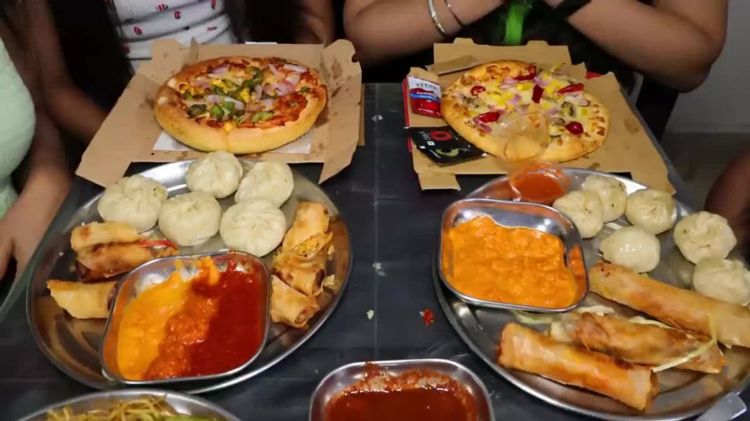 Cheap Food Vs Expensive Food Challenge Momos, Chow Mein, Spring Rolls and Pizza Challenge