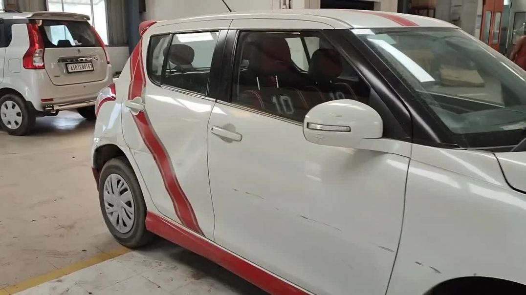 ⁣SWIFT  DENTING PAINTING PROCESS _ MARUTI SUZUKI SWIFT REPAIRING