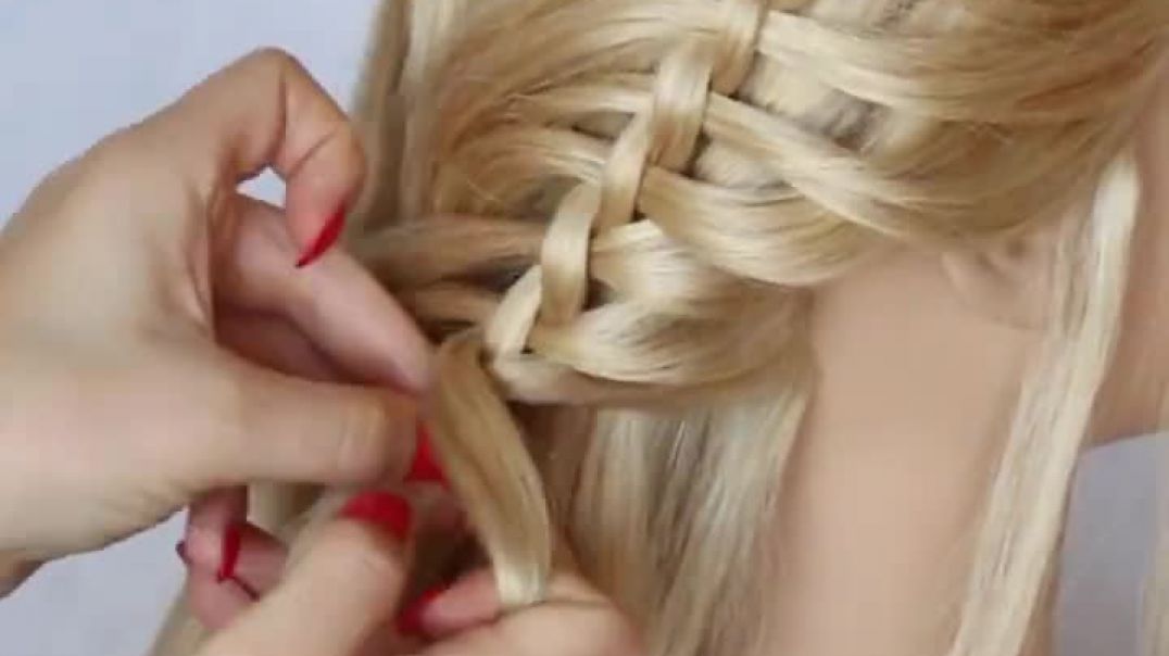 ⁣Feather Twist Rope Waterfall &amp;amp; French Braid Combo Tutorial _ Cute Hairstyle