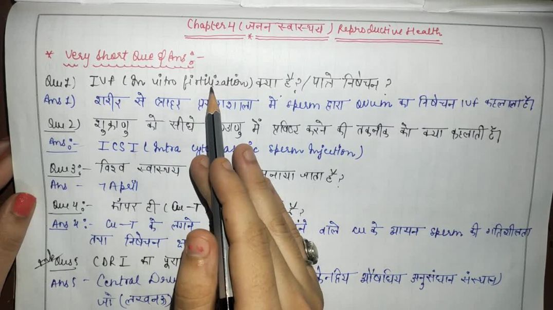 ⁣Very Short Notes of Reproductive Health ( जनन स्वास्थ्य )