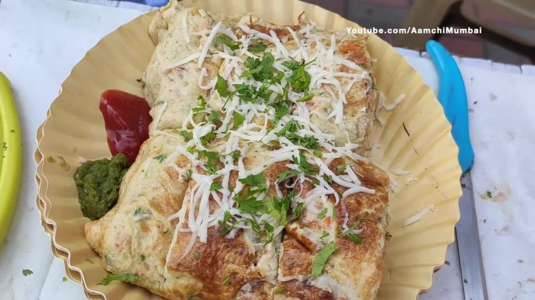 India Biggest Rolled Omelet _ 5 Layer Cheese Omelet Roll _ Indian Street Food