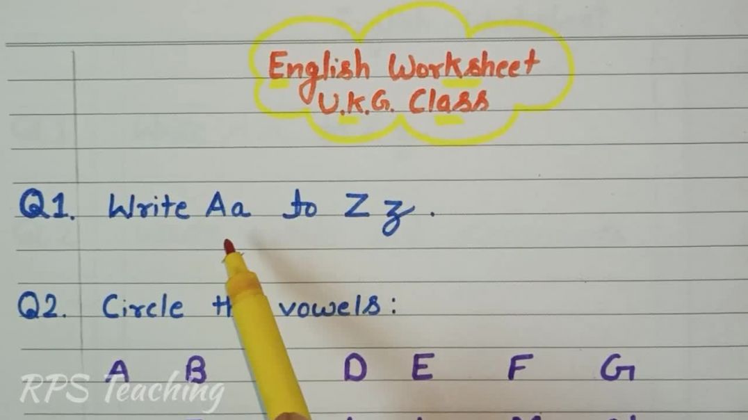 English Worksheet for UKG Class _ UKG Class English Worksheet in Hindi And English @RPS Teaching