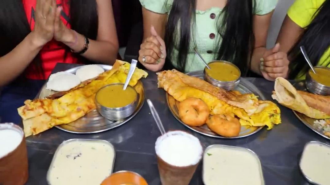 Paneer Masala Dosa, Onion Masala Dosa, Masala Dosa, Sambar Vada, Upma, Idli with Lassi Challenge