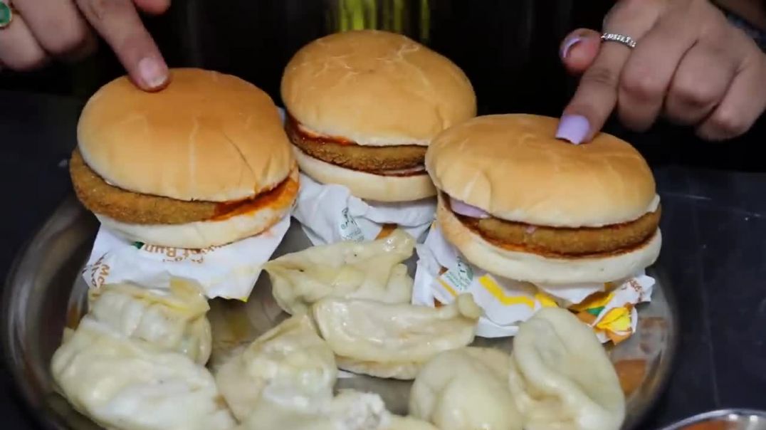 Paneer Momos, Pizza and Burger Eating Challenge All Items Finished in Minutes Food Challenge