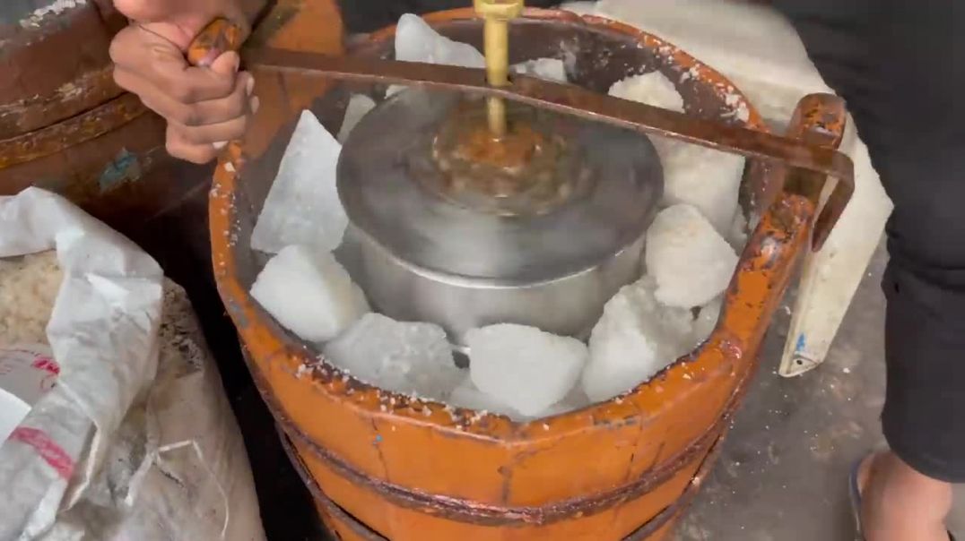 Old-Fashioned Hand Churned Ice Cream Making _ Indian Street Food