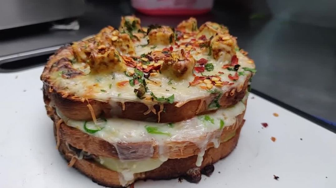 ⁣Triple Layer Cheese-O-Clock Sandwich for Rs 270 _ Indian Street Food
