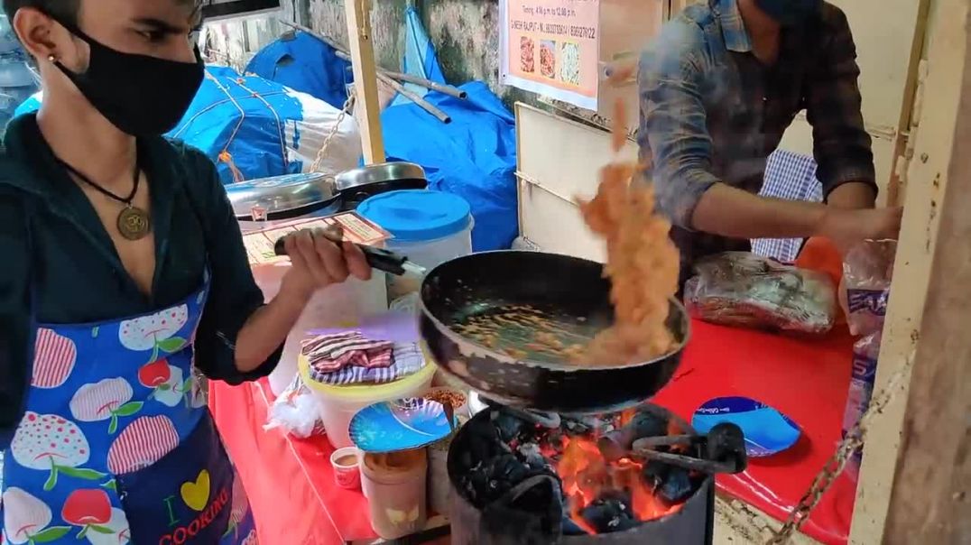 Indian Roadside Creamy Pasta _ Cooked Over a Coal _ Indian Street Food