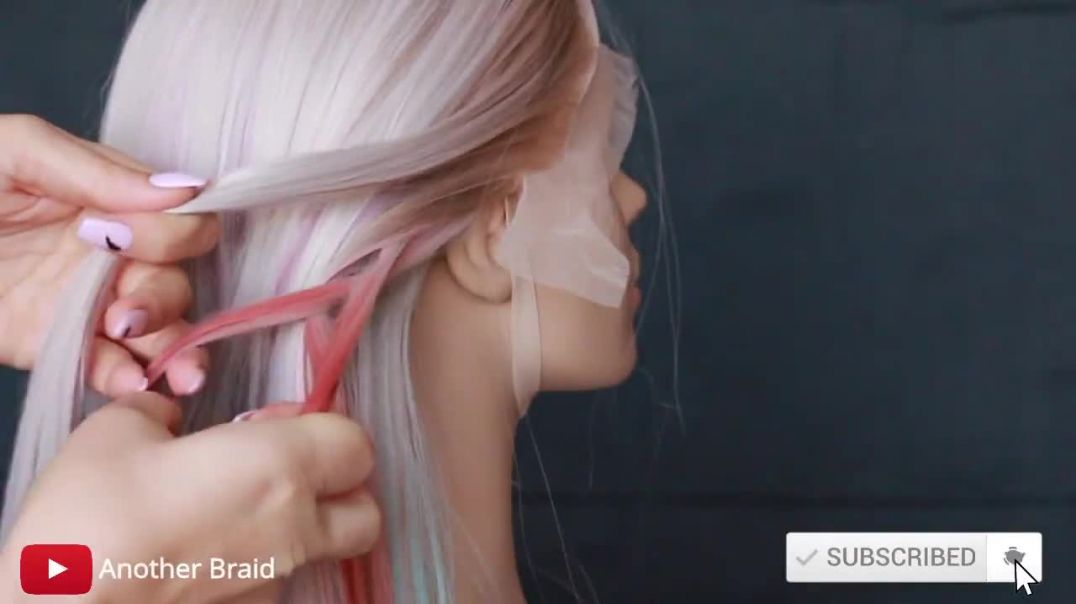 ⁣How to_ Rainbow Braided Hairstyle using Scissor Waterfall Braids_ Hairstyles by Another braid