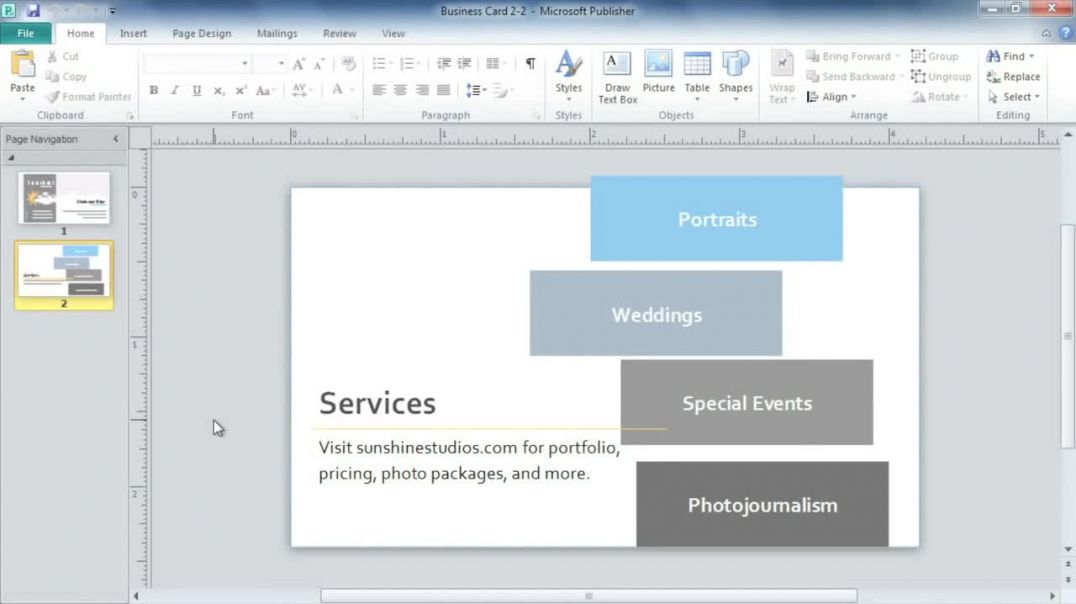Publisher 2010_ Arranging Objects