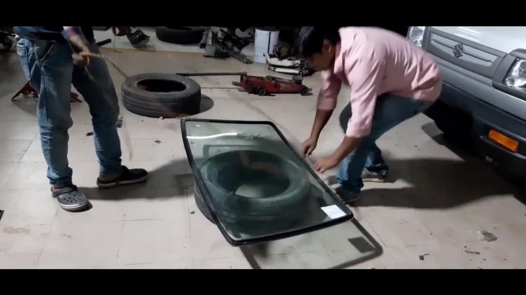 Maruti van (Omni) Windshield glass change with Rope