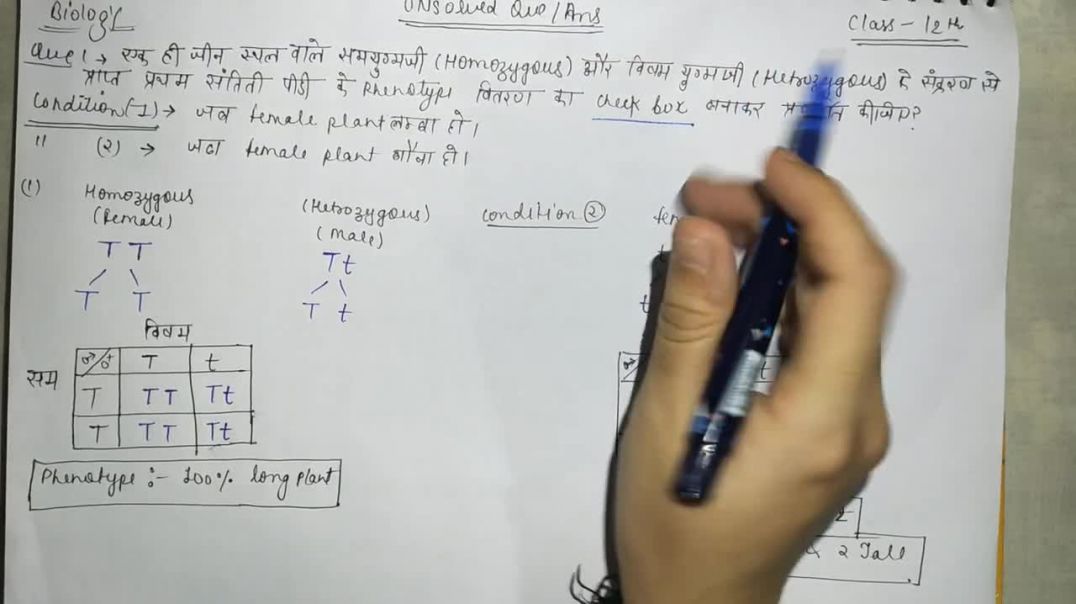 ⁣मेंडेल क्रॉस _ Mendel Cross Biology _ Unsolved 12th Class