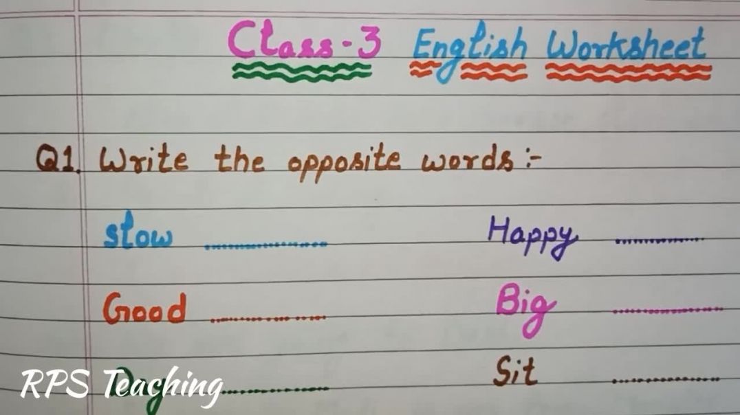⁣ENGLISH WORKSHEET FOR 3RD CLASS __ OPPOSITE WORDS, NOUN, PRONOUN ARTICLES __ NEW WORKSHEET 2022-23