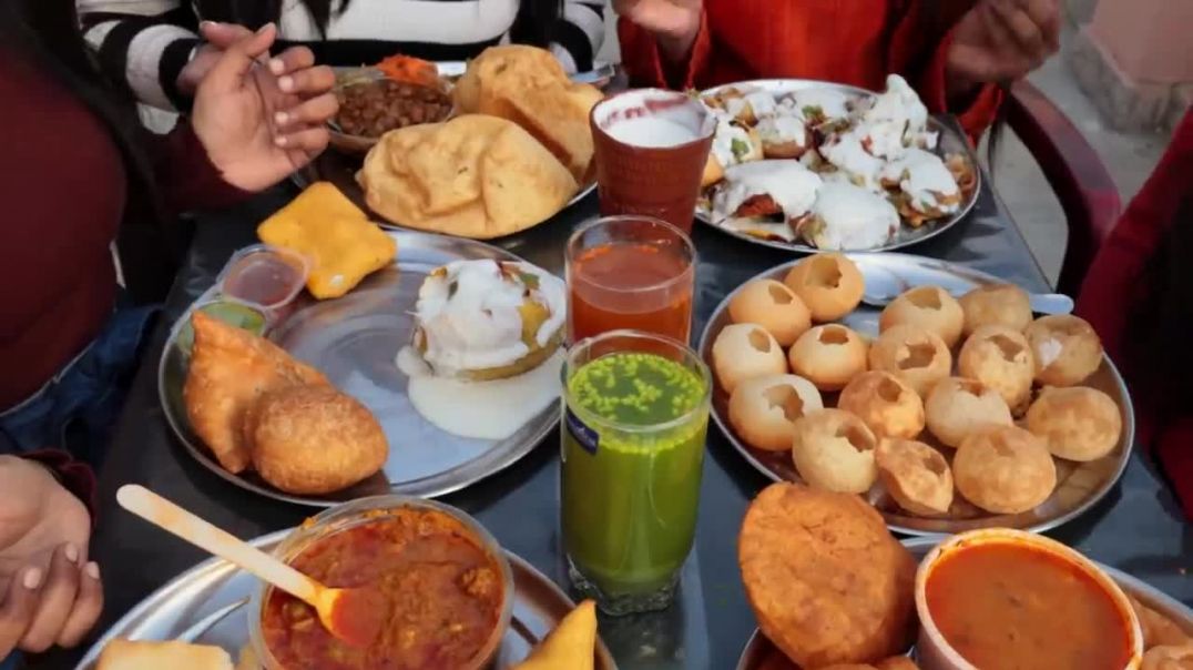 Street Food Challenge Golgappa, Chole Bhature, Samosa, Jalebi, Aloo Puri, Raj Kachori, Pakora etc
