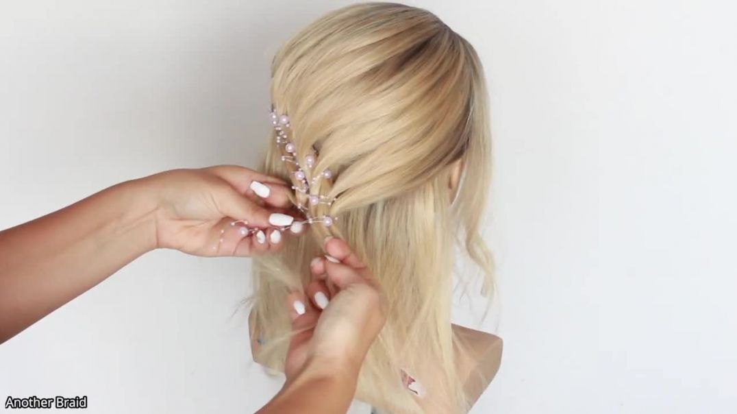 SUPER QUICK PEARL WEDDING GUEST HAIRSTYLE for short to medium hair _  Hair tutorial by Another Braid